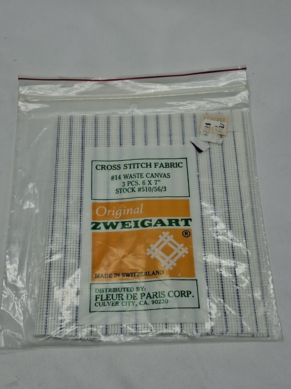 Zweigart  Tear Away Waste Canvas - 3 Pieces-6" x 7" -#14 Count